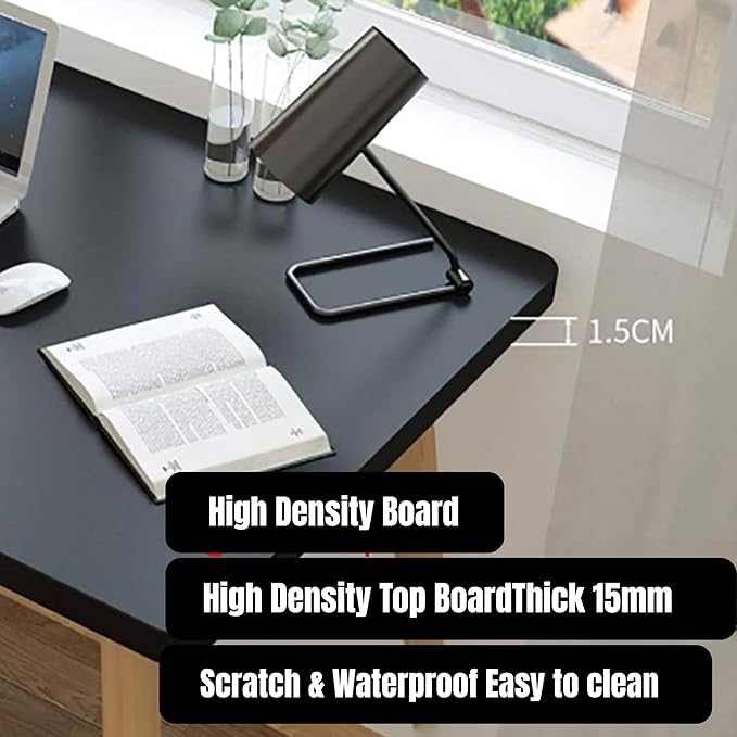 Modern Black Wooden Computer Table, 40" L x 20" W x 30" H inches – Durable and Stylish Desk for Home Office, Bedroom, or Study