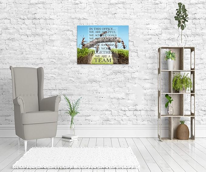Modern Inspirational Wall Art Ants Constructing Bridge Motivational Posters Entrepreneur Office Wall Decor for Home Office Decor - 18''Wx24''H