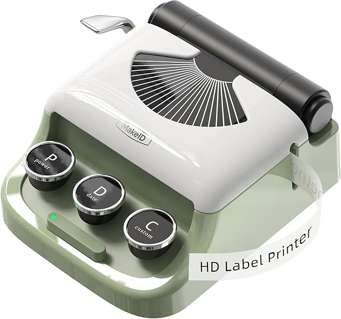 Makeid Q1 Label Maker Machine with Tape - Portable Bluetooth Label Makers for Home & Office Organization - Compatible with Apple iOS & Android - Clear Prints, Custom Templates & Fonts, Retro Design