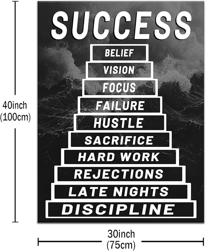 Motivational Classroom Office Success Poster Modern Entrepreneur Positive Quotes Canvas Prints Wall Art Paintings Ready to Hang for Home Living Room Home Decorations Stretched Artwork [30''Wx 40''H]