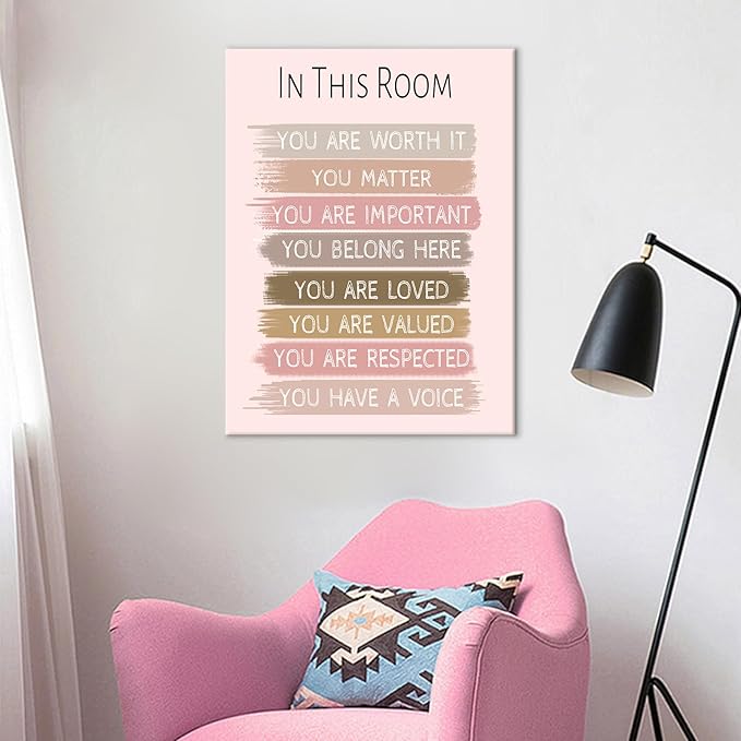 Inspirational Canvas Wall Art Poster Print Classroom Decor Motivational Quotes Positive Affirmation Picture Painting Artwork for Bedroom Workplace Wall Decoration Stretched and Framed [18''Hx24''W]