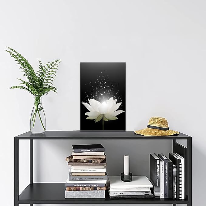 Canvas Prints Wall Art Lotus Floral Blossom Pictures for Modern Wall Decor Artwork Spirtual Meditation Prints on Canvas Wall Decor for Yoga Room Framed (20x30inch)