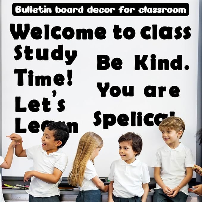 260 PCS Bulletin Board Letters for Classroom 4” Letters Combo Pack Set Classic Black Classroom Decorations Alphabet Numbers Symbols Letters for Bulletin Board Cutouts Card for Classroom Decor