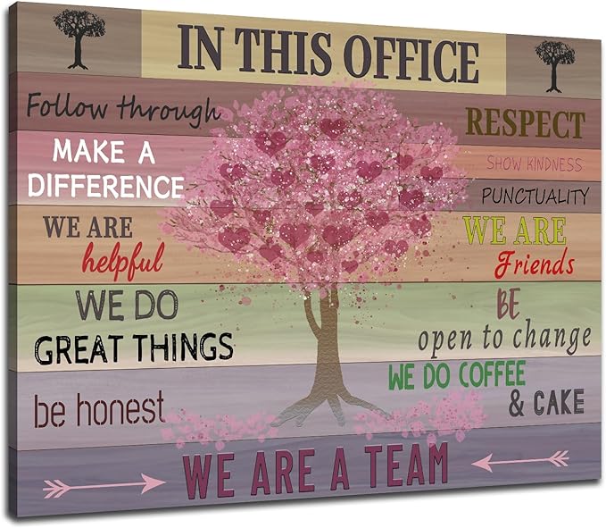 Motivational Wall Art for Office In This Office Signs Quotes Positive Modern Decor Poster Canvas Print Inspiring Tree Background Picture Artwork for Bedroom Workplace Framed Wall Decor [18''Wx24''H]