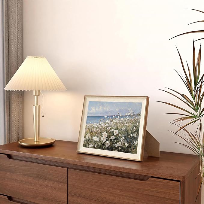 ASTRDECOR Framed Canvas Wall Art Room Decor, Vintage Landscape Wall Art for Home Decor Aesthetic Artwork, Coastal Scenery Nature Rustic Farmhouse Wall Decor for Living Room, White Wildflowers Oil Painting Pictures Bathroom Wall Decor- 10''x12''