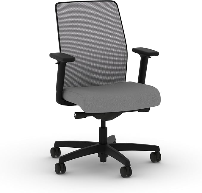 HON Ignition 2.0 Low Back Task Chair, Advanced Synchro-Tilt Control, Office Chair with Lumbar Support, Height and Width Adjustable Arms, Black Frame, Frost