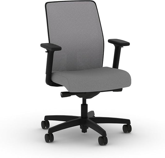 HON Ignition 2.0 Low Back Task Chair, Advanced Synchro-Tilt Control, Office Chair with Lumbar Support, Height and Width Adjustable Arms, Black Frame, Frost
