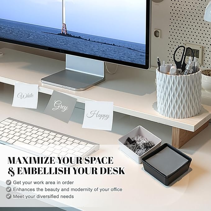 Kosiz 27 Pcs Black and White Desk Accessories Gift for Aesthetic Desk Organizer White Office Supplies Pen Holder Sticky Notes Stapler Binder/paper Clips Scissor Staple for Women(Classics)