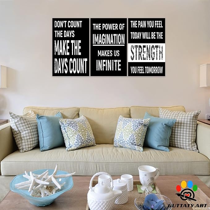 Office Wall Art-3 Panel Motivational Canvas Art for Home Office, Positive Quote Art, Entrepreneur Poster Frame 20'x30'x3Pcs
