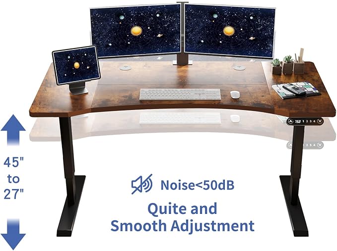 63 Inch Dual Motor Electric Standing Desk, Height Adjustable Sit Stand Desk with Memory Control and Spacious Desktop for Home Office