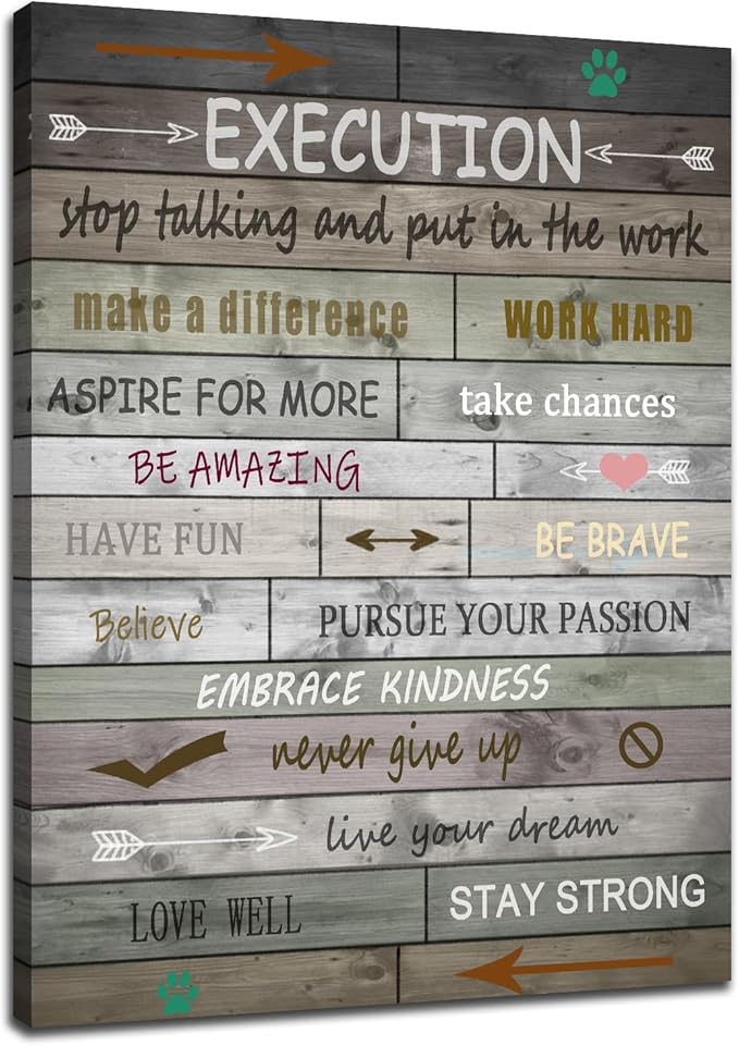 Motivational Wall Decor Inspirational Office Quotes Canvas Poster Print Inspiring Positive Quotes Picture for Bedroom Living Room Office Wooden Framed Ready to Hang [18''Wx24''H]