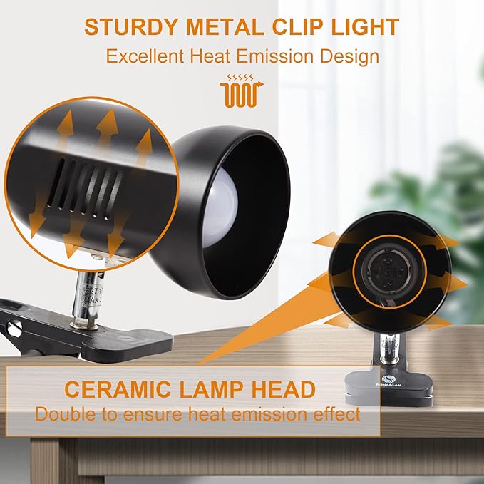 RONG&LAN LED Metal Clip On Light Clip on Lamp for Desk, 360° Adjustable Clamp Reading Light for Bed, Eye-Friendly Book Night Light for Desk Bed Table Dorm Room Bedroom Office Reading SUN-86 White