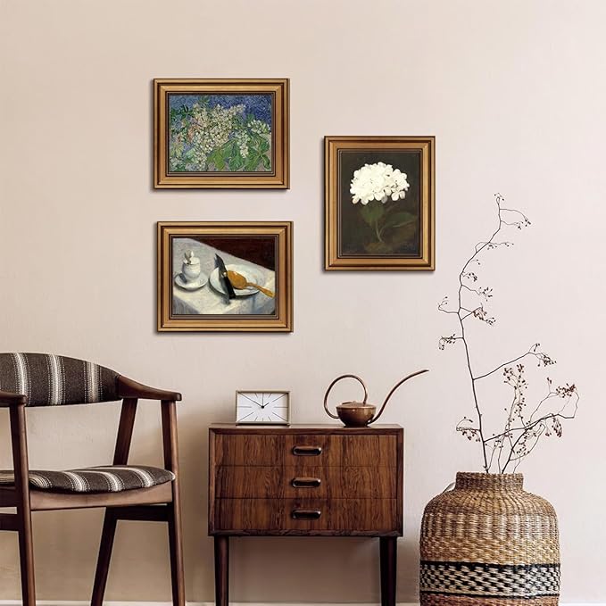 Gold Framed Wall Art Vintage Canvas Wall Art Van Gogh Chestnut Branches Artwork Prints Picture for Living Room Bedroom Farmhouse Bathroom Office Decor, 8x10