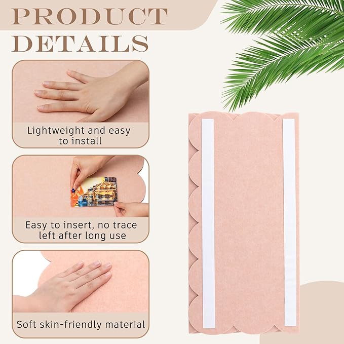 Scalloped Felt Bulletin Board 24 x 18 Inches Foldable Flesh Pink Pin Cork Board Alternative for Wall, 2' x 1.5' Trifold Picture Vision Self Adhesive Bulletin Decorative