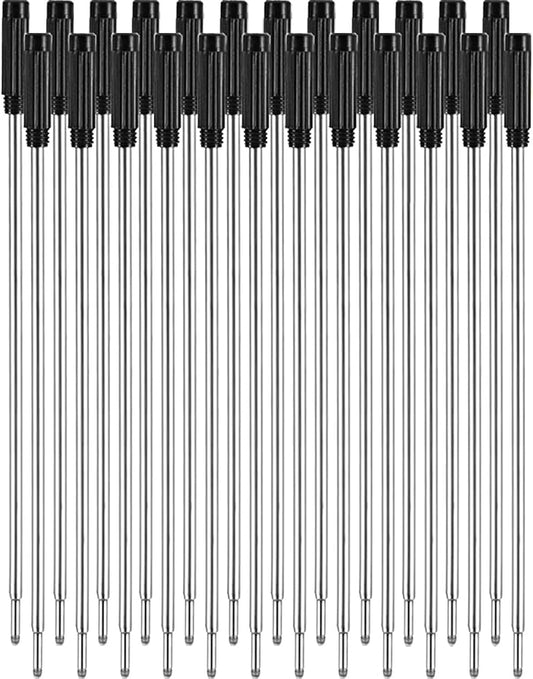 Jovitec 24 Pieces Replaceable Ballpoint Pen Refills Metal Pen Ink Refills Smooth Writing 4.5 Inch (11.6 cm) and 1 mm Medium Tip for Gifts Office(Black)
