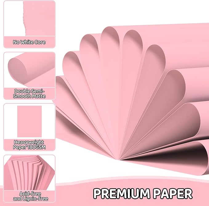 Cardstock 8.5 X 11, 40 Sheets Pink Card Stock, 75lb/ 200gsm Copy Paper, Cardstock Printer Paper For Art, Drawing, Invitations, DIY Cards, Watercolor, Craft, Construction, School & Office Supplie