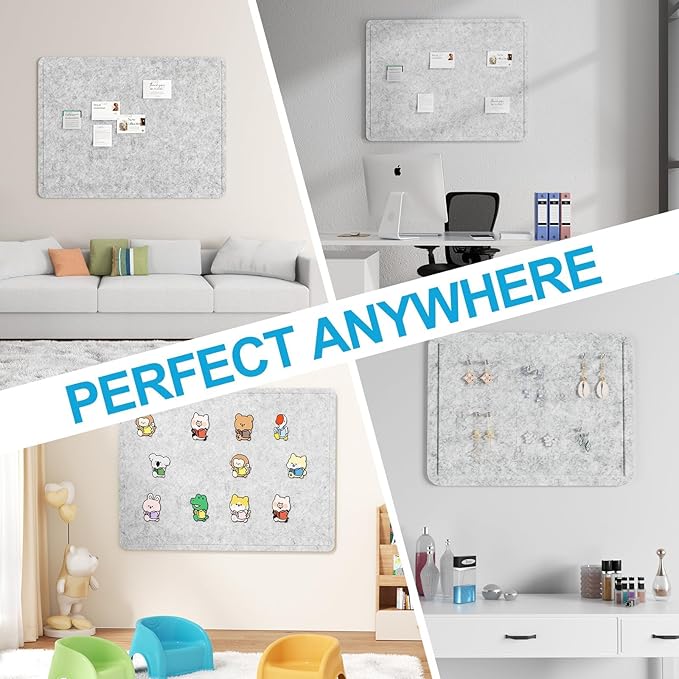 Large Felt Bulletin Board for Wall, 72"x48" Frameless Picture Board, Soft Felt Cork Board for Office, Home Planning & Office Wall Decor, Easy Install Pin Board(Light Grey)