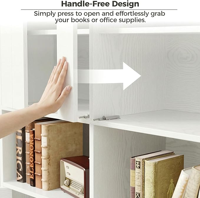 IRONCK Bookshelves and Bookcases with Doors, 70.7" H White Bookshelf with 5-Tier Storage, Large Book Shelf with Acrylic Doors for Living Room, Home Office