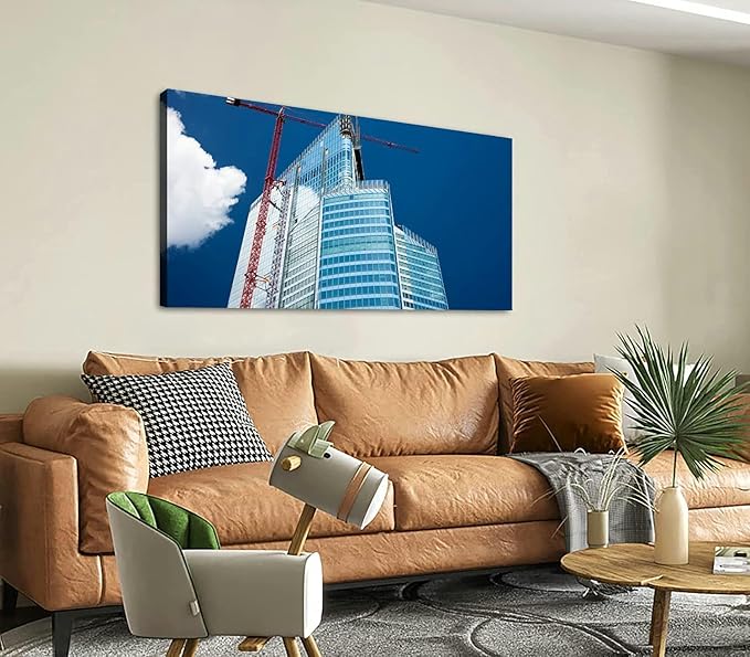 Canvas Wall Art for Living Room Bedroom Modern Office Building Construction Paris France Big Large Wall Art Decor Framed Painting Wall Pictures Prints Artwork Office