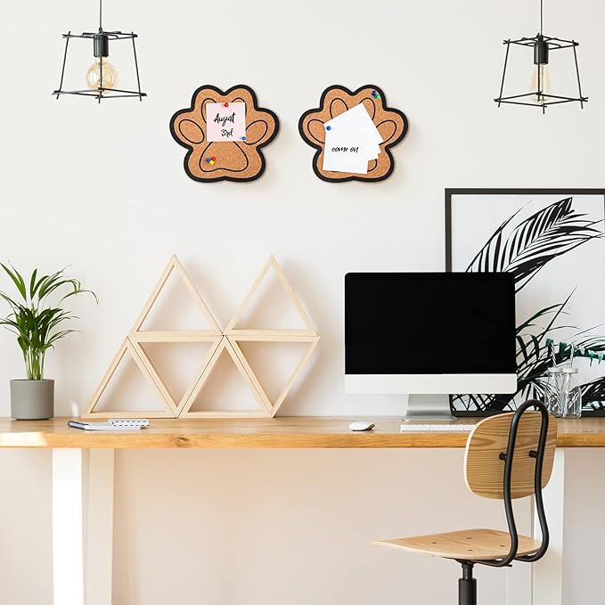 Decorative Cork Bulletin Board for Walls Memo Bulletin Pin Board Dog Paw Shape Bulletin Cork Board for Office Home Kitchen (2 Pieces)