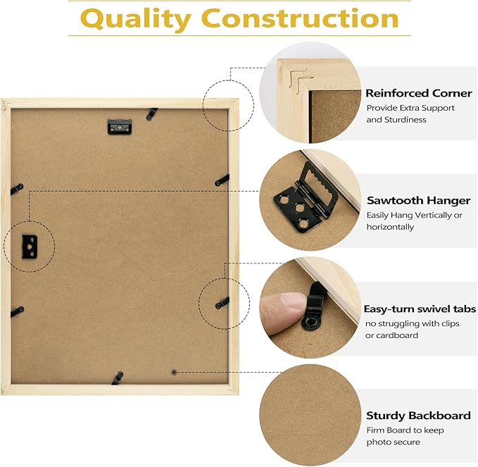 Golden State Art, 11x14 White Wood Frame with White Mat - Displays Five 4x6 Photos - Real Glass, Sawtooth Hangers, Swivel Tabs - Wall Mounting, Landscape, Portrait