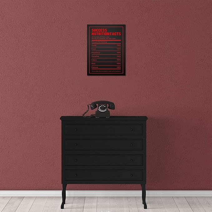 Yatsen Bridge Inspirational Wall Art Black and Red Success Nutrition Facts Canvas Painting Wall Art Poster Prints for Men Wrapped Framed Ready to Hang 18"X24"