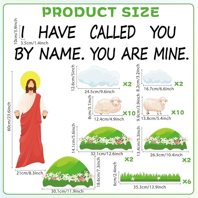 Christian Jesus Bulletin Board Set Religious Classroom Decorations I Have Called You By Name Bulletin Board Sheep Paper Cutouts for Sunday School VBS Home Church Chalkboard Door Wall Decor