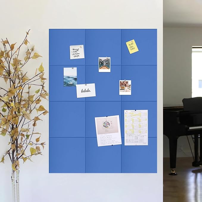 Large Bulletin Board 48"x36" Cork Boards for Walls, 12 Pack Felt Wall Panels Photo Board, Cork Board for Office Home Pin Board