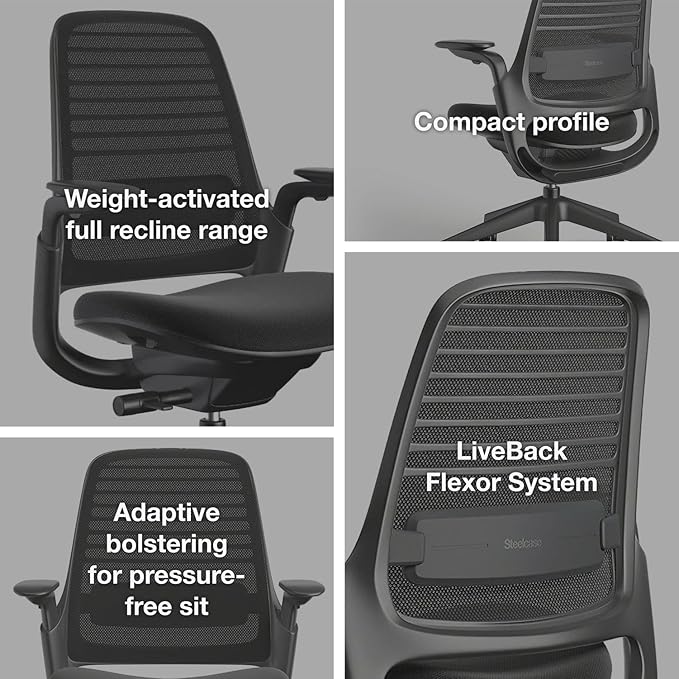 Steelcase Series 1 Office Chair - Ergonomic Work Chair with Wheels for Hard Flooring - Helps Support Productivity - Weight-Activated Controls, Back Supports & Arm Support - Easy Assembly - Graphite