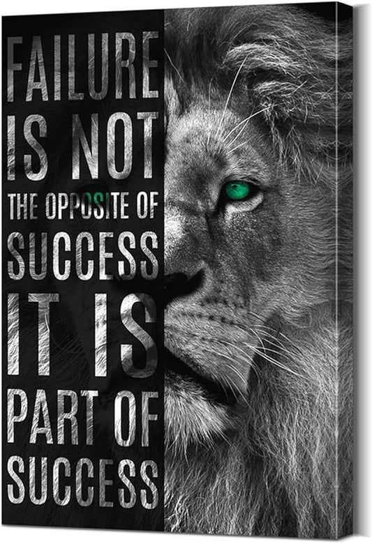 Motivational Lion Quotes Wall Decor Art Print 24''Wx36''H - Inspirational Office Wall Art with Positive Affirmations, Ready to Hang with Back Hook, Durable Home & Office Decor for Modern Spaces
