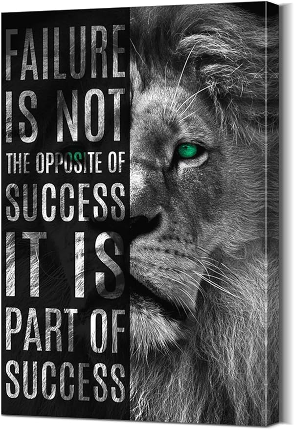 Motivational Lion Quotes Wall Decor Art Print 28''Wx40''H - Inspirational Office Wall Art with Positive Affirmations, Ready to Hang with Back Hook, Durable Home & Office Decor for Modern Spaces