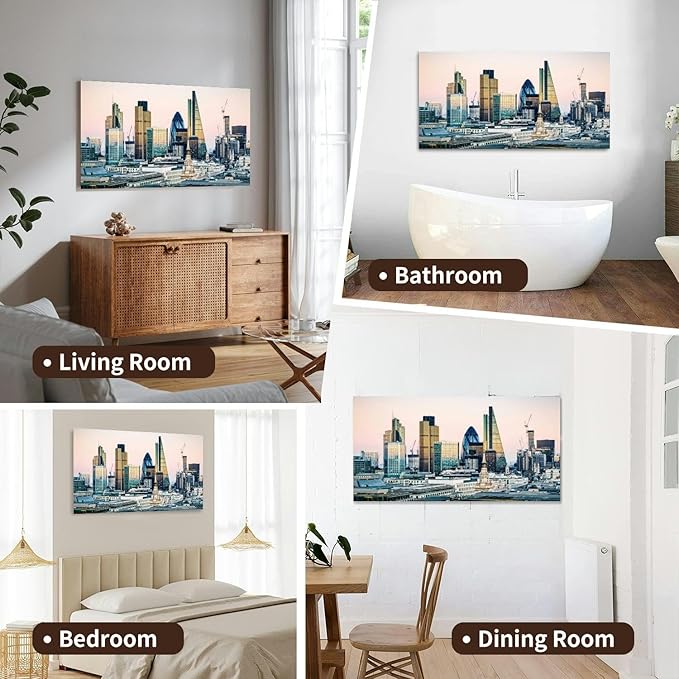 Canvas Wall Art for Living Room Bedroom Skyscrapers City London Big Large Wall Art Decor Framed Painting Wall Pictures Prints Artwork Office