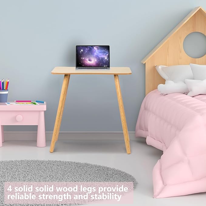 Computer Desk, Ergonomic Home Office Study Desk, Student Small Writing Table, with Solid Legs, Wooden Color Spacious Desktop for Home Office Wooden Color