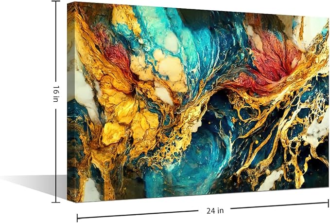 1 Panel Living Room Canvas Wall Art Abstract Marble Texture Poster Decor Ocean Desert Land Painting Prints on Canvas for Men Lady Bedroom Wall Canvas Art Stretched and Framed Ready to Hang 24x16 in