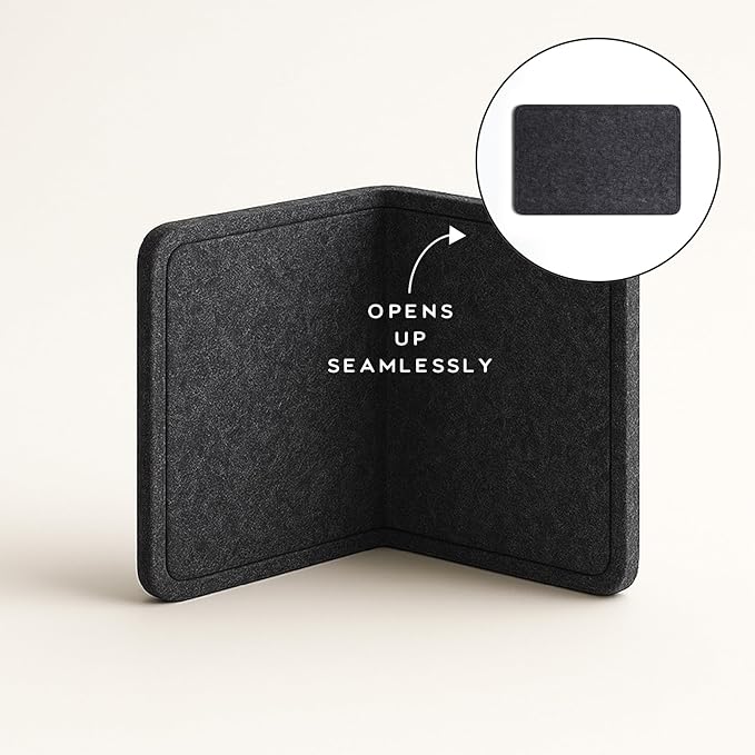 Orelle Felt Bulletin Board | 23 x 15” | Foldable Peel and Stick Felt Board for Wall | Alternative Cork Board for Office, Message Board, Kids Art Display | Charcoal