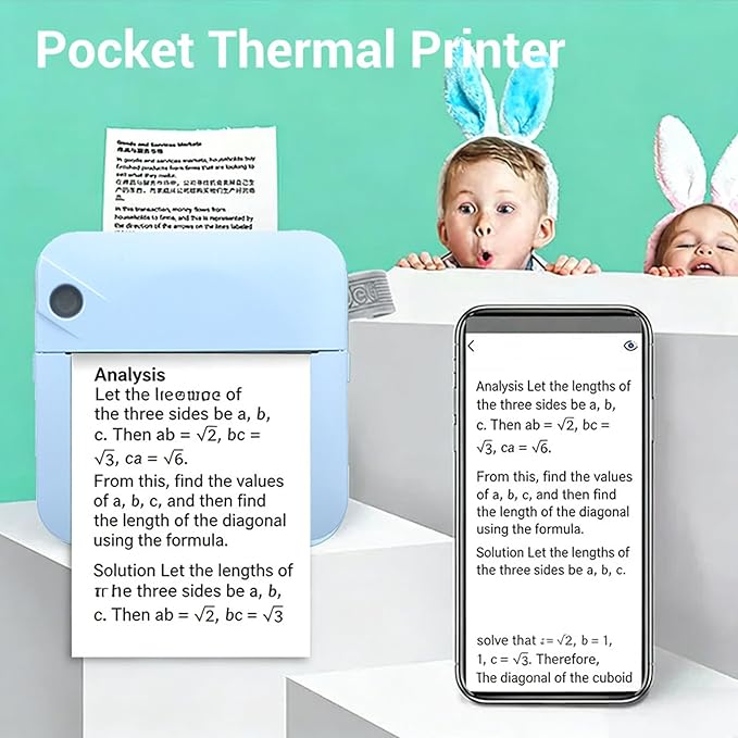 Haofy Portable Thermal Printer Bluetooth Inkless Mini Photo Printer Pocket Label Maker with APP OCR for Stickers Notes Planners for School Office Travel Home (Blue)