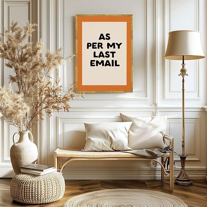 Framed Funny Office Quote Poster Canvas Print Art Modern Minimalist Aesthetic Wall Art Painting Pictures Wall Decor for Office Home Decor Apartment Decoration (Gold Framed,24L x36W)