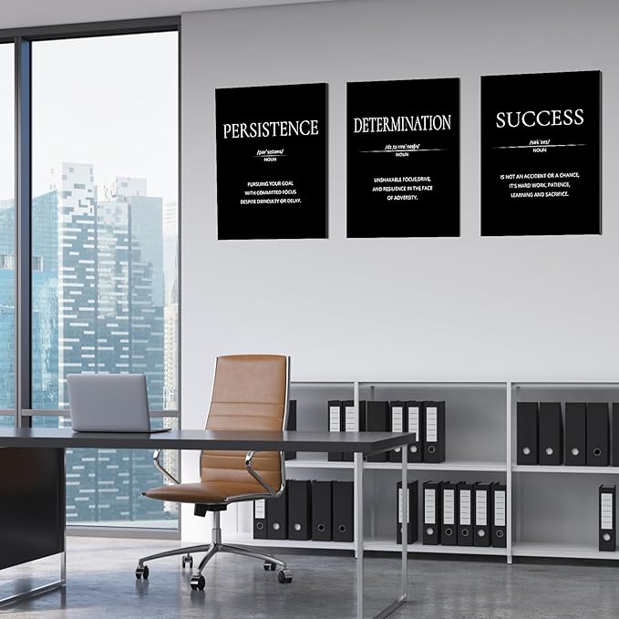 LMGOV Large Motivational Wall Art for Men, 16” x 24" Office Wall Decor for Living Room, Inspirational Paintings Wall Picture for Bedroom, Black and White Canvas Art for for Gym, Bathroom, Sports, Dorm