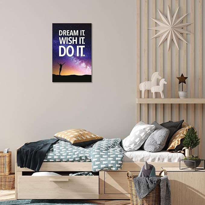 Funky Motivational Quotes Wall Art Trendy Motivational Dream It Wish It Do It Canvas Poster Work Motivation Hustle Inspiring Prints Painting For Office Living Room Wall Decor 8x12in Framed