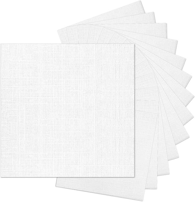12x12 White Linen Textured Cardstock, Goefun White Card Stock Paper 80lb, 100 Pack Thick Printer Paper for Scrapbook, Cardmaking, Invitations, Watercolor, Photo Albums and DIYs