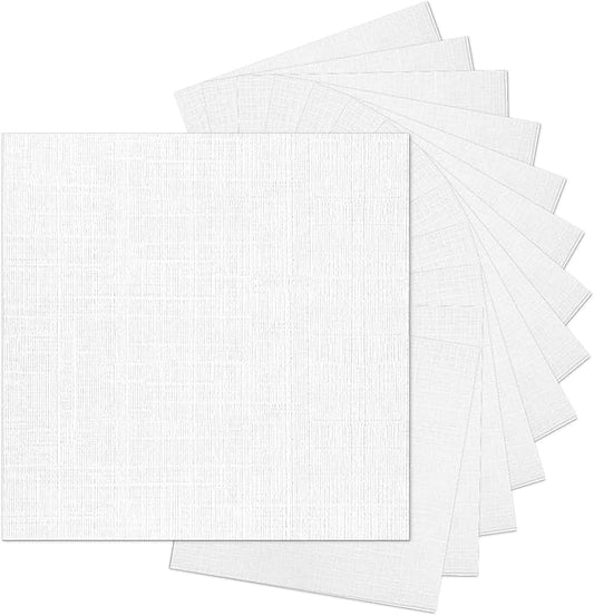 12x12 White Linen Textured Cardstock, Goefun White Card Stock Paper 80lb, 100 Pack Thick Printer Paper for Scrapbook, Cardmaking, Invitations, Watercolor, Photo Albums and DIYs