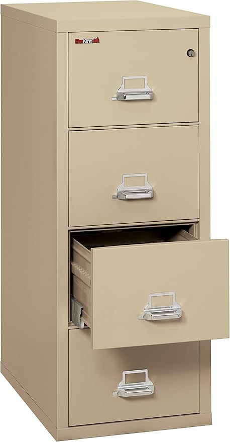 FireKing Fireproof Vertical File Cabinet, 4 Legal Sized Drawers, 52 .75in H, Made in The USA, 21 W x 31 D, (42131CPA)