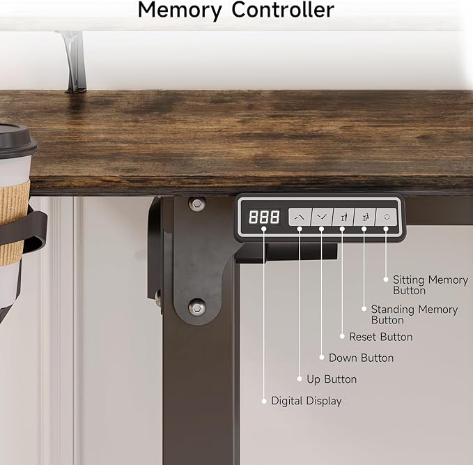 L Shaped Electric Standing Desk, 71x43'' Computer Desks with 2 Monitor Shelves, Dual Motor and Memory Controller, Gaming Corner Desk Adjustable Height from 28-46'' for Home Office, Rustic Brown
