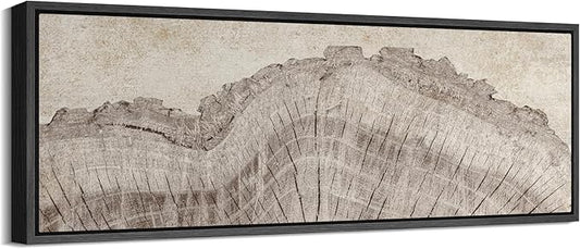 SIGNFORD Large Framed Canvas Tree Ring Texture Wood Slice Illustrations Modern Art Calm Warm for Living Room, Bedroom, Office - 60"x20"
