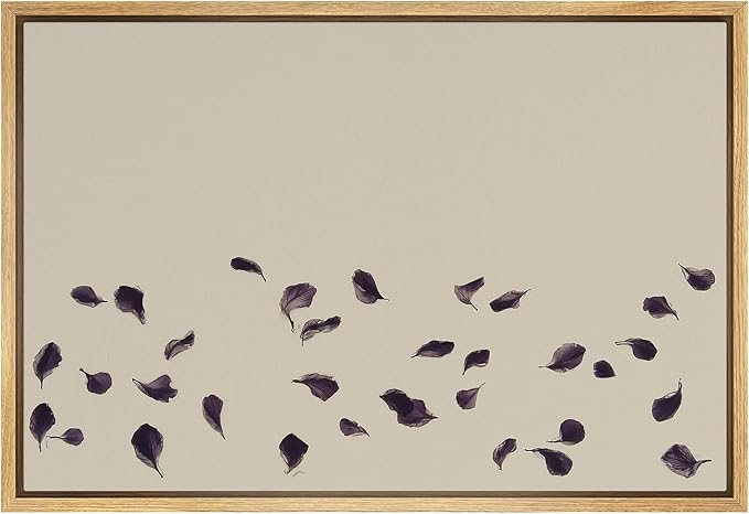 SIGNFORD Framed Canvas Print Wall Art Purple Catkins Illustration Minimalism Decorative Colorful Mid-Century for Living Room, Bedroom, Office - 16"x24" NATURAL