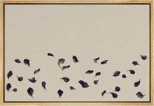 SIGNFORD Framed Canvas Print Wall Art Purple Catkins Illustration Minimalism Decorative Colorful Mid-Century for Living Room, Bedroom, Office - 24"x36" NATURAL