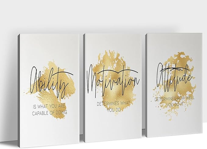 Office Wall Art-3 Panel Motivational Art, Inspirational Quote Canvas for Home Office, Entrepreneur's Words Poster Frame, 24'x36', 3 Pcs