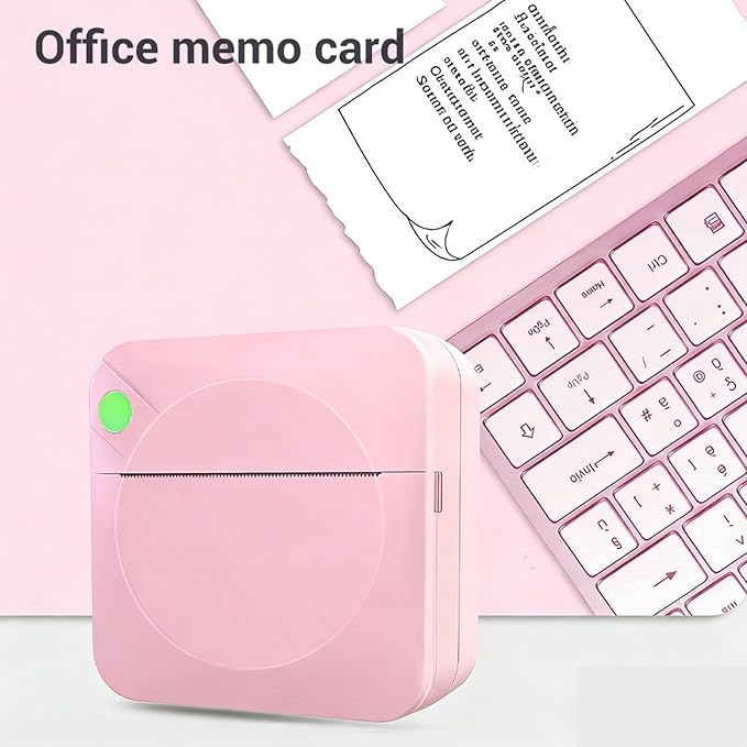 Haofy Portable Thermal Printer Bluetooth Inkless Mini Photo Printer Pocket Label Maker with APP OCR for Stickers Notes Planners for School Office Travel Home (Pink)