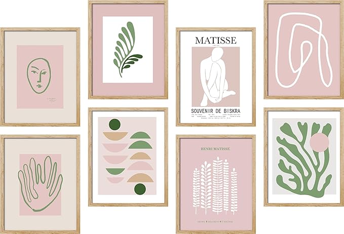 SIGNWIN Adhesive Canvas Poster Bathroom Decor, Wall Art Room Decor Multicolor for Living Room, Bedroom, Office Matisse Nude Dancer Geometric Pink Jungle Plant Nature Abstract Shapes - 12"x16"x 8