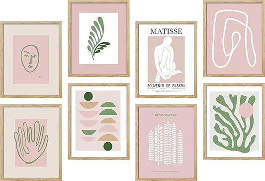 SIGNWIN Framed Poster Bathroom Decor, Wall Art Room Decor Multicolor for Living Room, Bedroom, Office Matisse Nude Dancer Geometric Pink Jungle Plant Nature Abstract Shapes - 12"x16"x 8 Natural